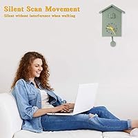 Vista 2 de KEYPOWER - Reloj de cuco, reloj de pared de cuco, sonidos de pájaros de cuco o llamada, péndulo de reloj con diseño, casa de pájaros, arte de pared