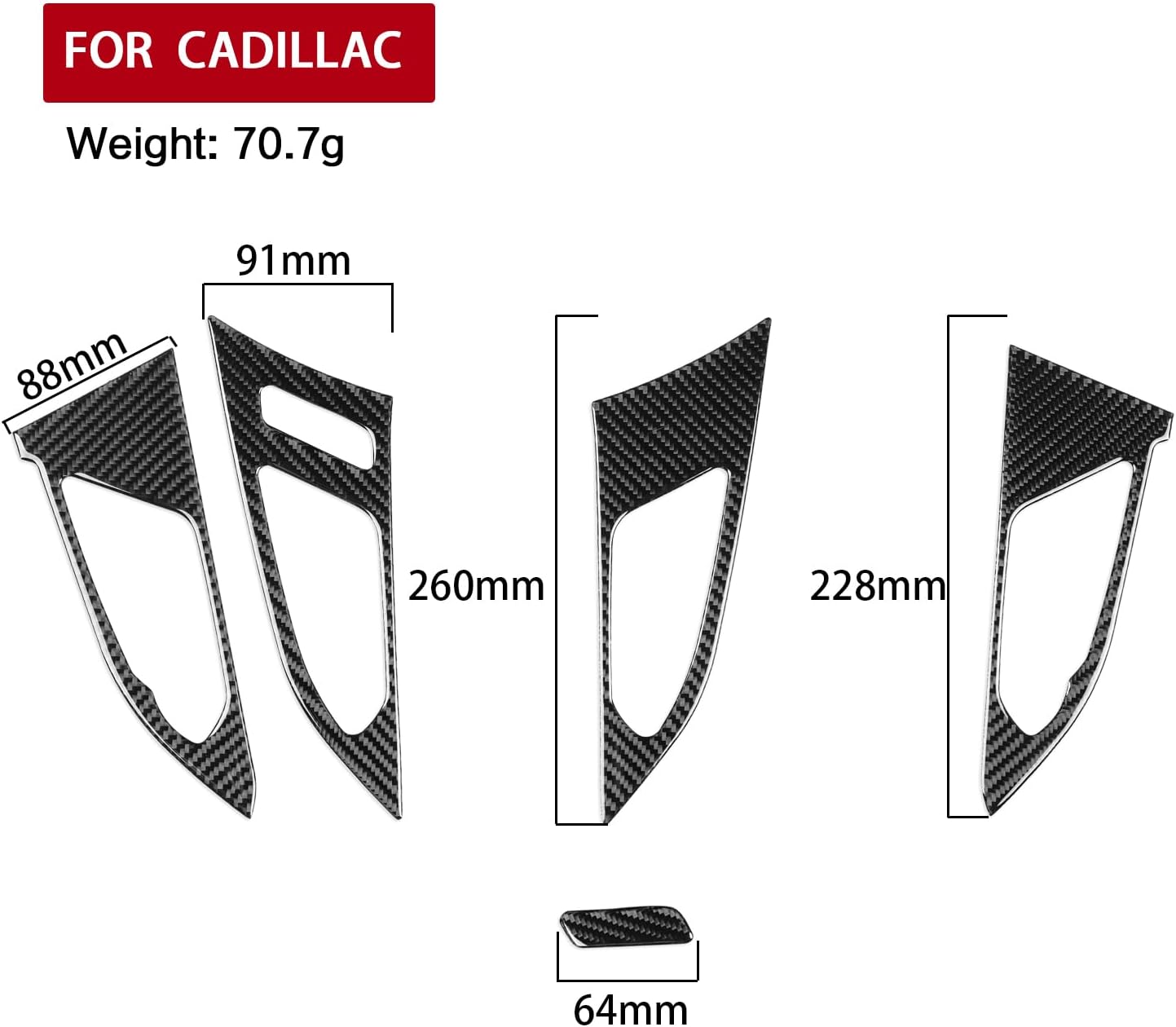 Carbon Fiber Texture Interior Decoration Cover Self-Adhesive Refurbish Sticker Trim Compatible with Cadillac CTS 2008-2013 (Black Carbon Fiber, Inner Door Handle Stickers (5pc))