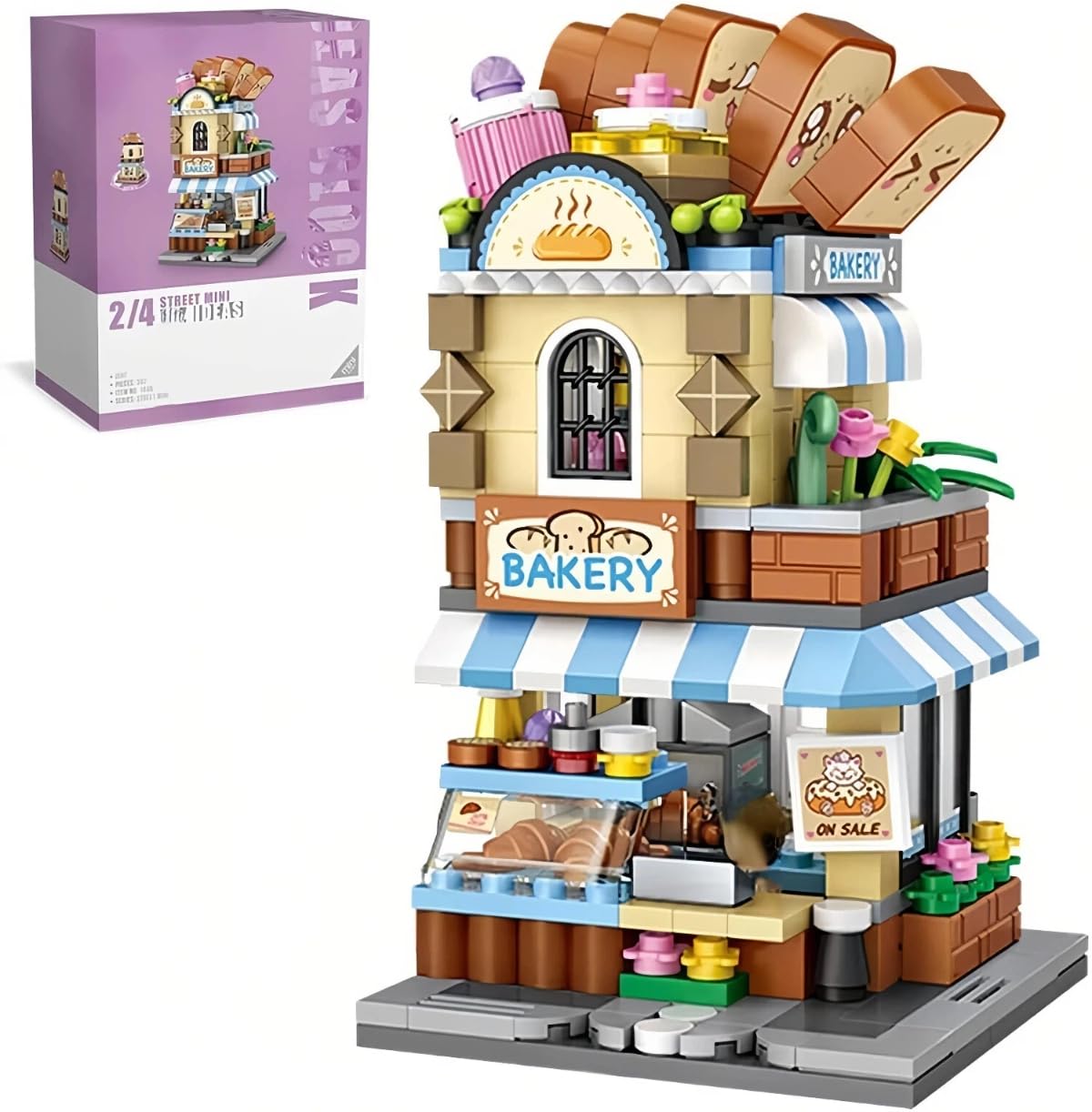 Japanese Street View City Bakery Shop Building Block Set, 397 PCS Modular House Building Kit, DIY Creative Architecture Collection Particle Construction Toys for Adult Home Decor