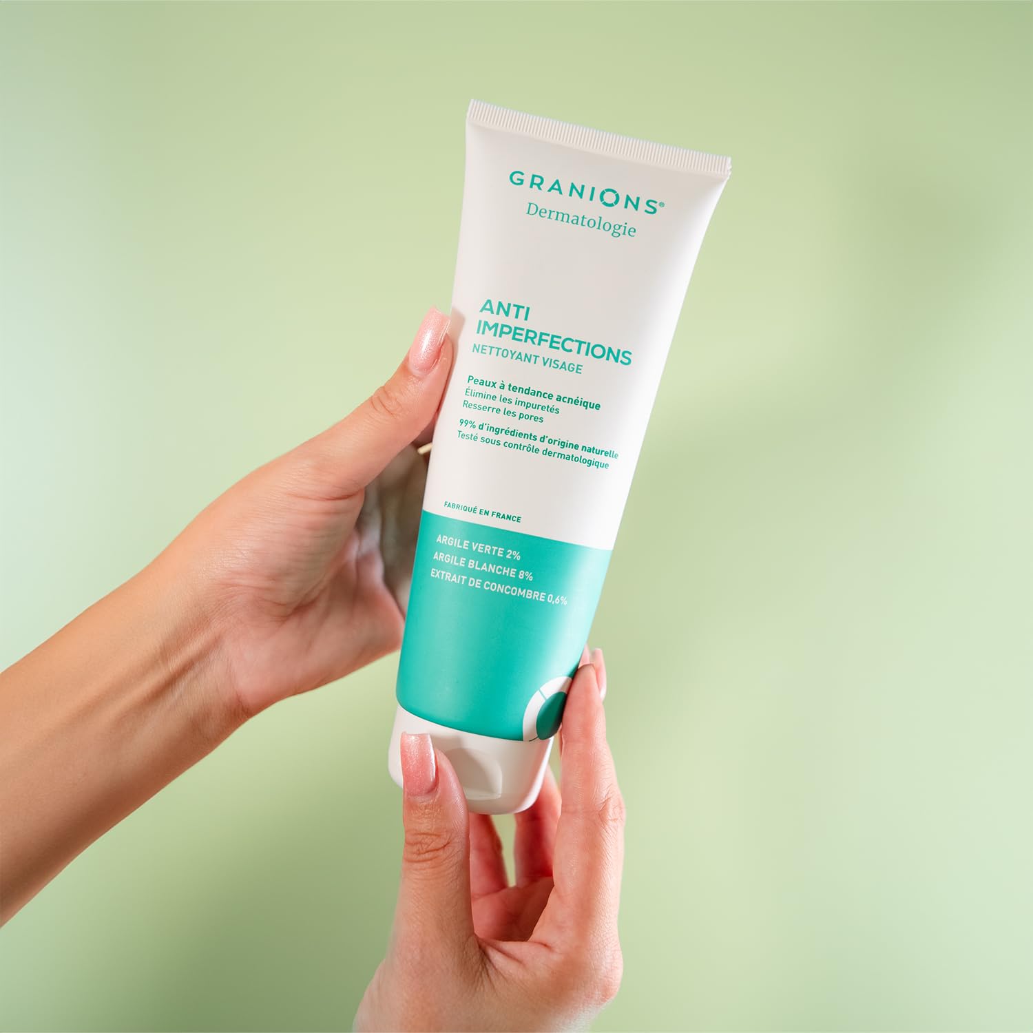 GRANIONS Nettoyant Visage Anti Imperfections - Nettoie, Hydrate & Purifie | Elimine les Impuretés & l’Excès de Sébum - Argile Verte, Argile Blanche, Vitamine C - Pour l'Acne - Résultats Prouvés - 150g