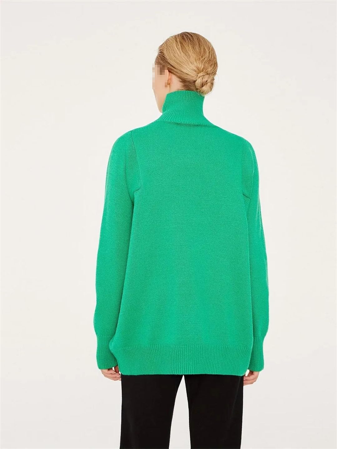 Maglione da donna a collo alto, a maniche lunghe, lavorato a maglia