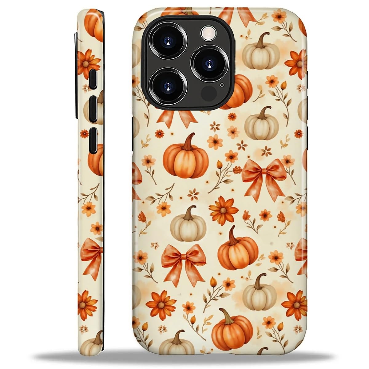 for iPhone 16 Pro Max Case for Women Girl Men Boy, Compatible with MagSafe, Shockproof Soft Silicone & Hard PC Shell Protective Case for iPhone 16 Pro Max - Autumn Flower Pumpkin Ribbon Autumn Flower Pumpkin Ribbon IPhone 16 Pro Max