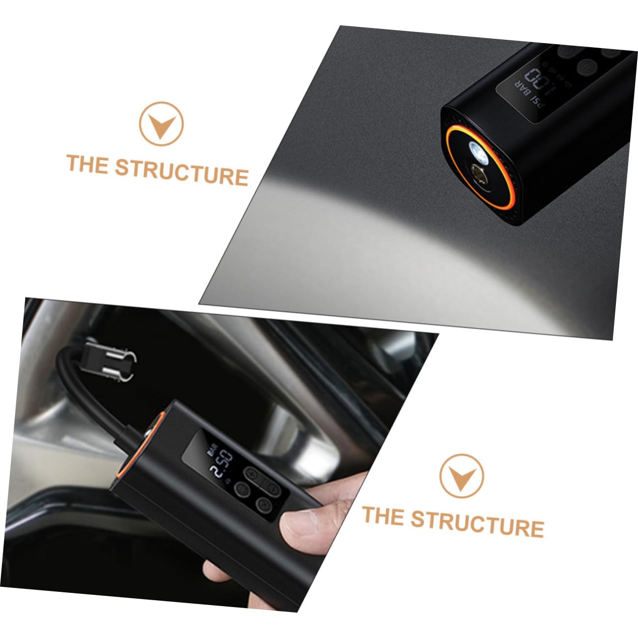 Cabilock Bomba De Aire Eléctrica Portátil Compresor De Aire para Coche Hinchador De Neumáticos Manómetro Digital PSI Bar Inflador Eléctrico Led para Emergencias Nocturnas