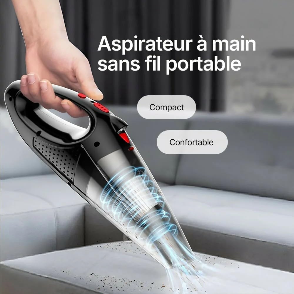 Aspirateur À Main V1 Pro - Moteur Ultra- pour Une Performance Exceptionnelle Rechargeable Aspirateur De Table Puissant 120W pour Nettoyage De Voiture Et Maison (1 Pièce)