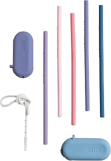 GIR: Get It Right Reusable Silicone Straws with Travel Case and Clean Wand, Eco-Friendly Drinking Straws for Hot and Cold Beverages, 5-Pack (Dusk)