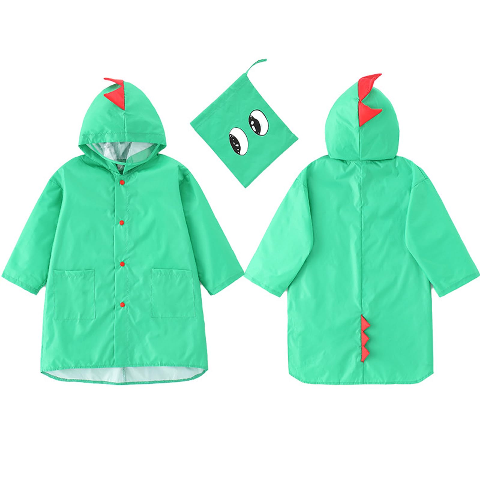 YIQAUMA Boys Girls Toddler Raincoat Kids Waterproof Rain Jacket Coverall Cartoon Rain Wear Poncho (US, Age, 3 Years, 4 Years, Green)
