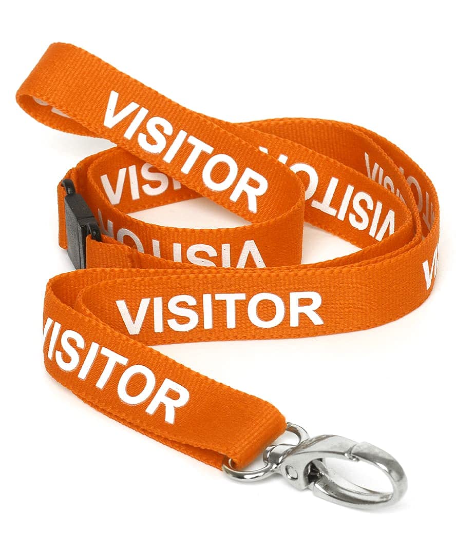 CKB LTD Visitor LANYARDS Breakaway Safety Lanyard Neck Strap Swivel Metal Clip for ID Card Holder - Pull Quick Release Design (Orange, Pack of 100)