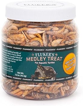 Fluker's Medley Treat for Aquatic Turtles, River Shrimp, Mealworms, and Crickets, 1.5 oz