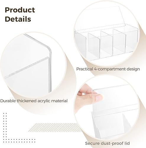 Miniatura 3 de Varku Soporte acrílico para cápsulas de café, organizador de cápsulas de café de 4 compartimentos con tapa, estuche de almacenamiento transparente