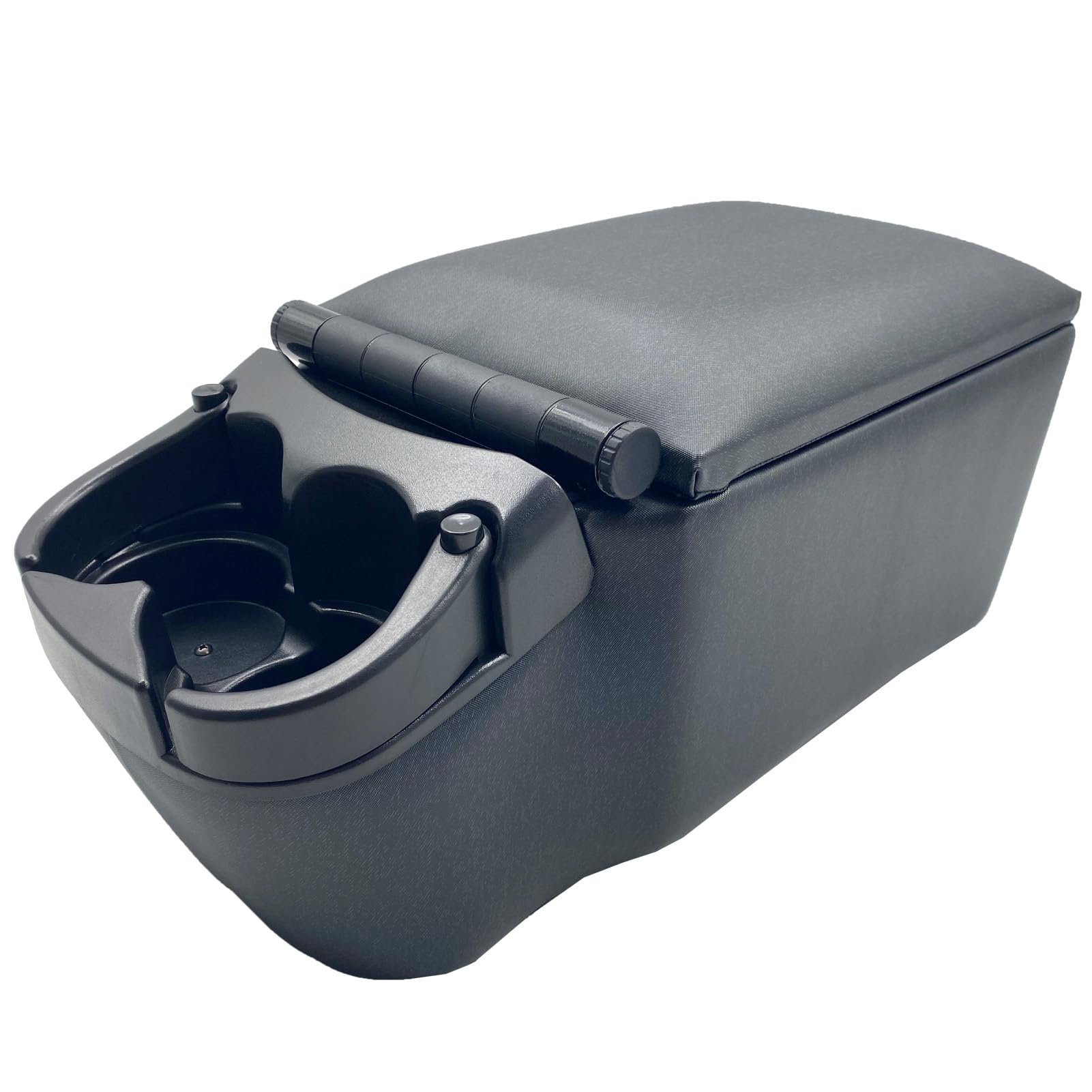 Universal Truck Seat/Bench Contractor Center Console Business Organizer and Storage with Adjustable Cup Holders, Clip Board, and Padded Top Lid for Armrest 124809 Black