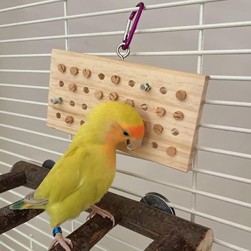 Parrot Chewing Toy with Wooden Corks and Paper Tubs Hanging Chewing Toy Wear-Resistant Wooden Parrot Toys Bird Toy Interesting Bird Cage Accessories