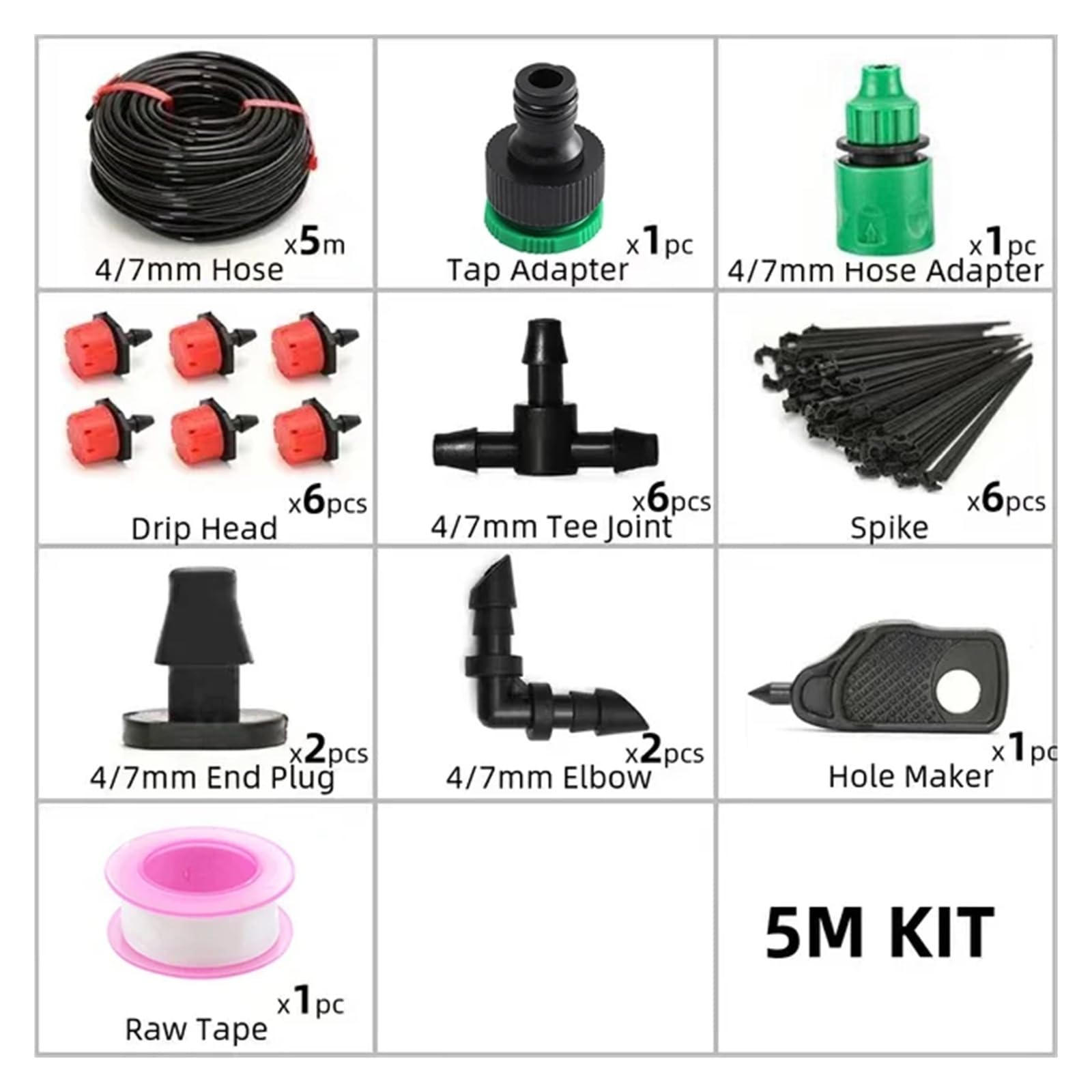 Accessori per navi Sistema di irrigazione a goccia da 5-40 m, set di irrigazione for piante, kit di irrigazione, gocciolatori regolabili for irrigazione micro Accessori per l'irrigazione(5 meters)