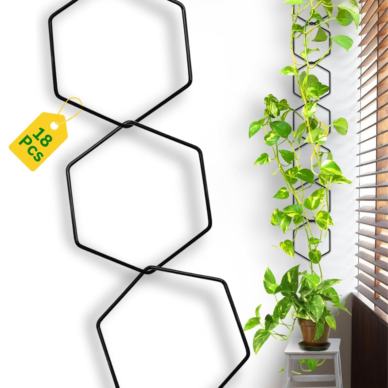 ecofynd 7.2 Feet/ 86.6 Inch Metal Trellis for Plants, Hexagon Shape Single Stem Flower Plant Support, Garden Climbing Plant Trellis for Outdoor Amaryllis Orchid Lily Rose Tomatoes (Black, TR024)-image-37