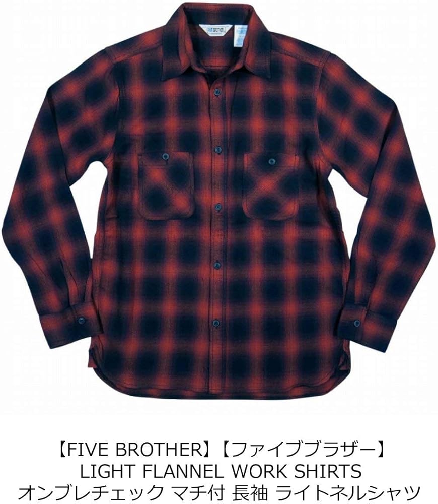 FIVE BROTHER オンブレチェック マチ付 長袖 ライトネルシャツ FIVEBROTHER FIVE BROTHER ファイブブラザー オンブレチェック
