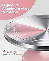 Vista 2 de Kootek Juego de tocadiscos de aluminio para tartas, herramientas para hornear con soporte giratorio de 12 pulgadas para decorar, espátula