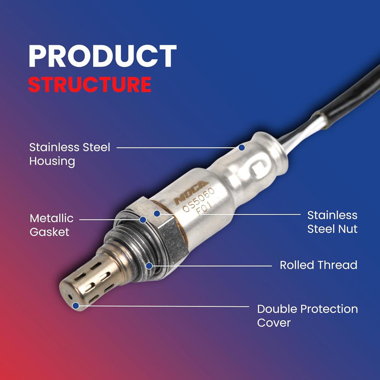 MOCA 234-4547 Oxygen Sensor Compatible with 2011-2020 for Dodge Grand Caravan 3.6L, 2014-2020 for Jeep Cherokee 3.2L, 2011-2016 for Chrysler Town & Country 3.6L, 2012-2018 for Ram 2500 5.7L