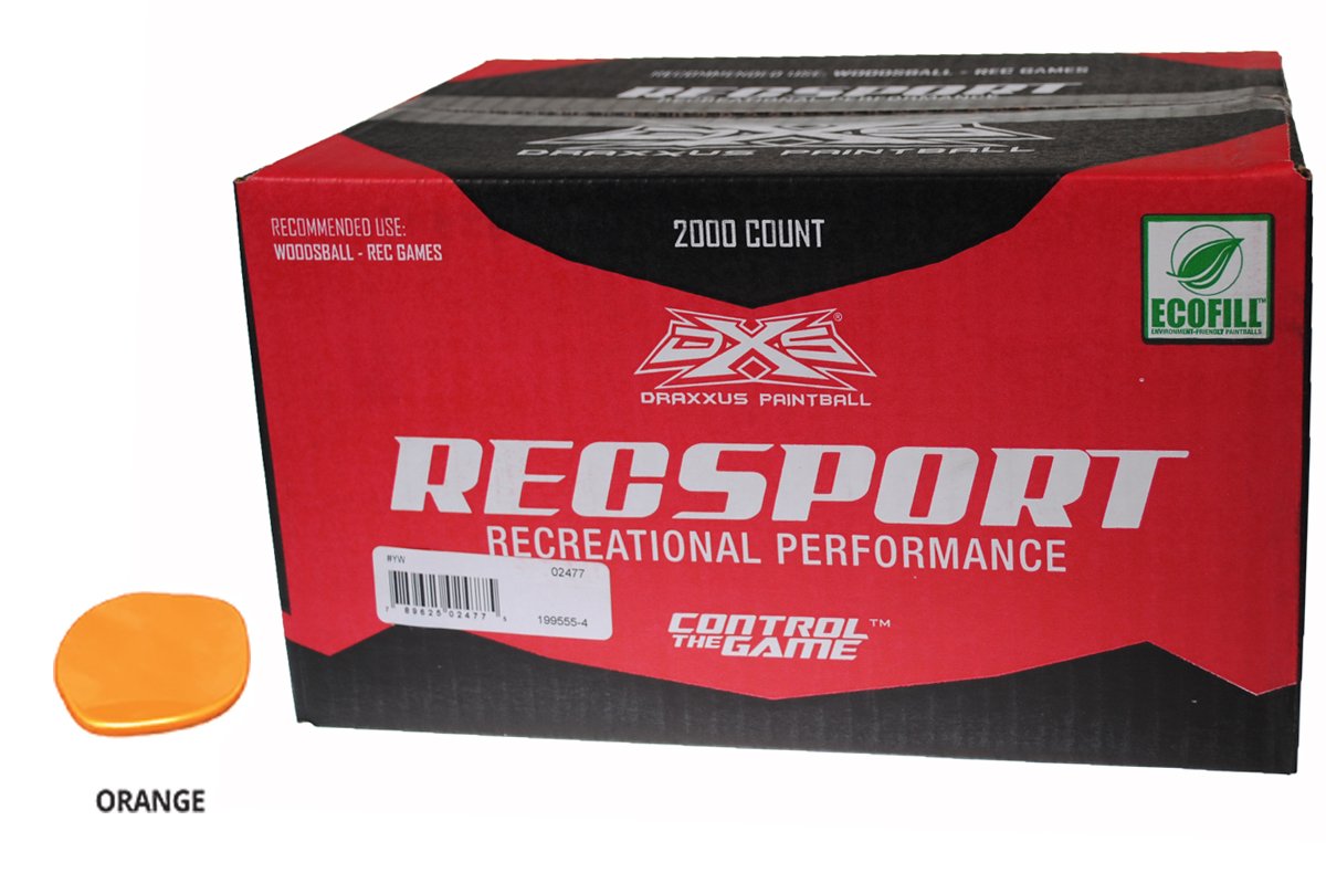 GI SportzRECSPORT Recreational PAINTBALLS 2000 Rounds Paint Balls (Orange Fill)