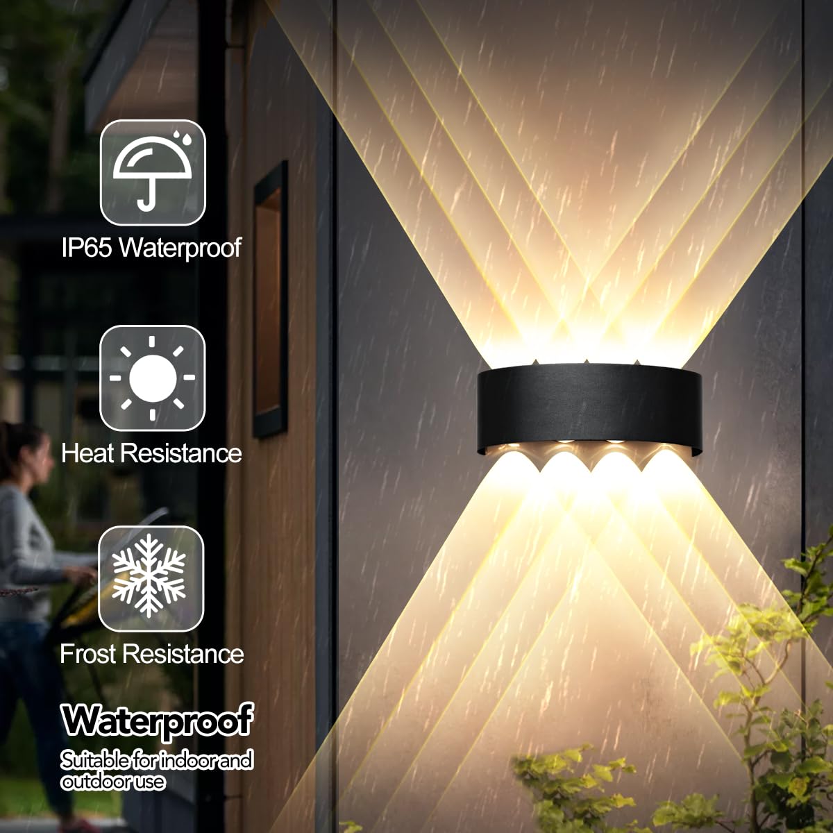 Ankey Modern 8W LED Wall Light, Up and Down Wall Lamp Sconce, IP65 Waterproof Aluminum Outdoor Wall Lights - Image 3
