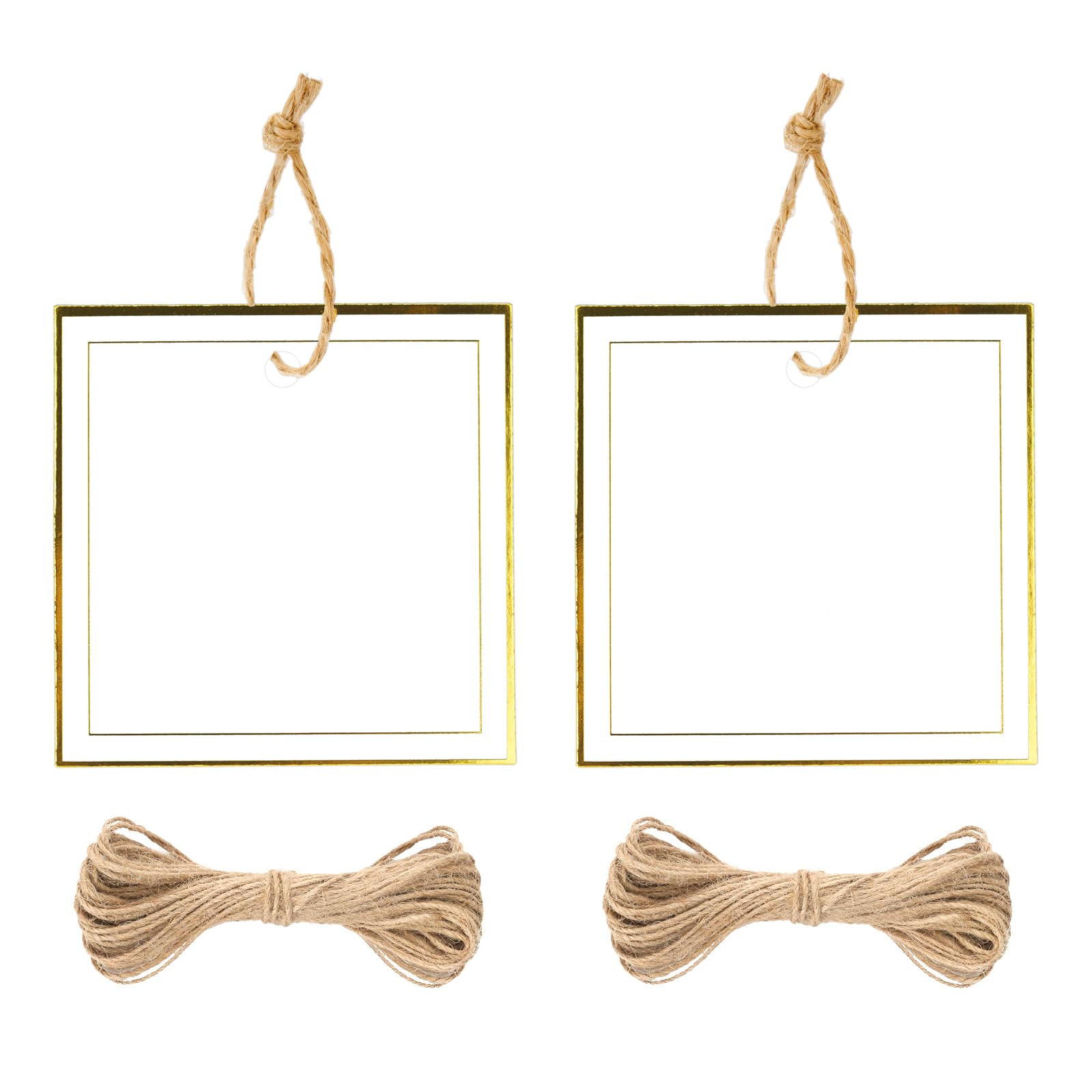 jijAcraft Gold Edge Square Tags: 100PCS White Square Gift Labels, 6CM
