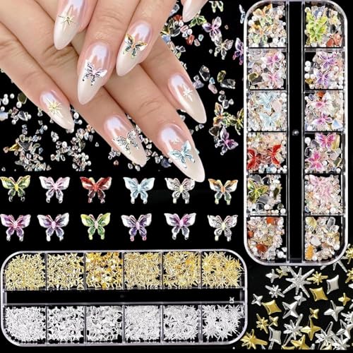 Ruiaqer Colorful Nail Charms - Butterflies & Stars - Image 6
