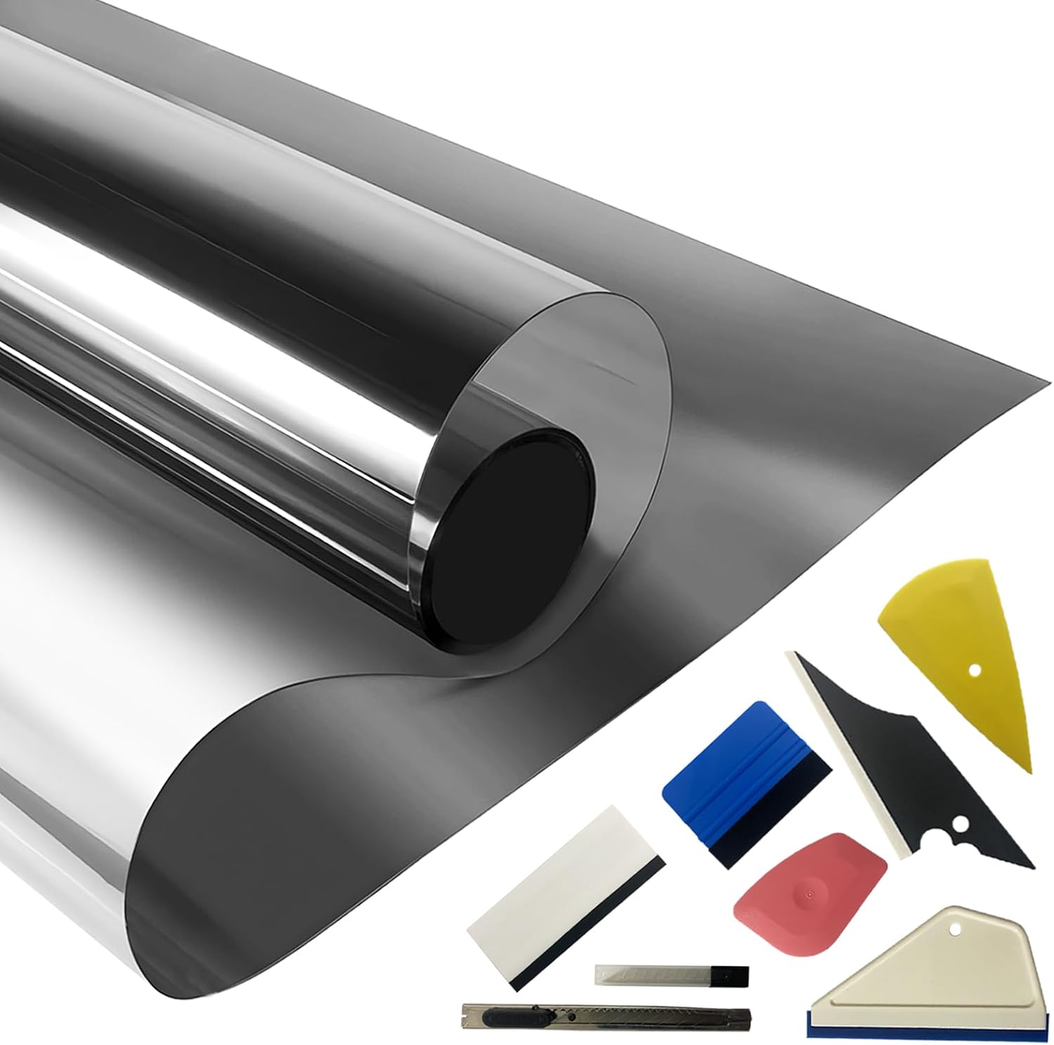 20% Premium Carbon 40 in x 100 Ft Window Tint & 8 Pcs Installation Tools,2Ply Film Black Color - Privacy Window Tint for Car, Home, Blocks UV/IR Rays, Reduce Heat & Glare