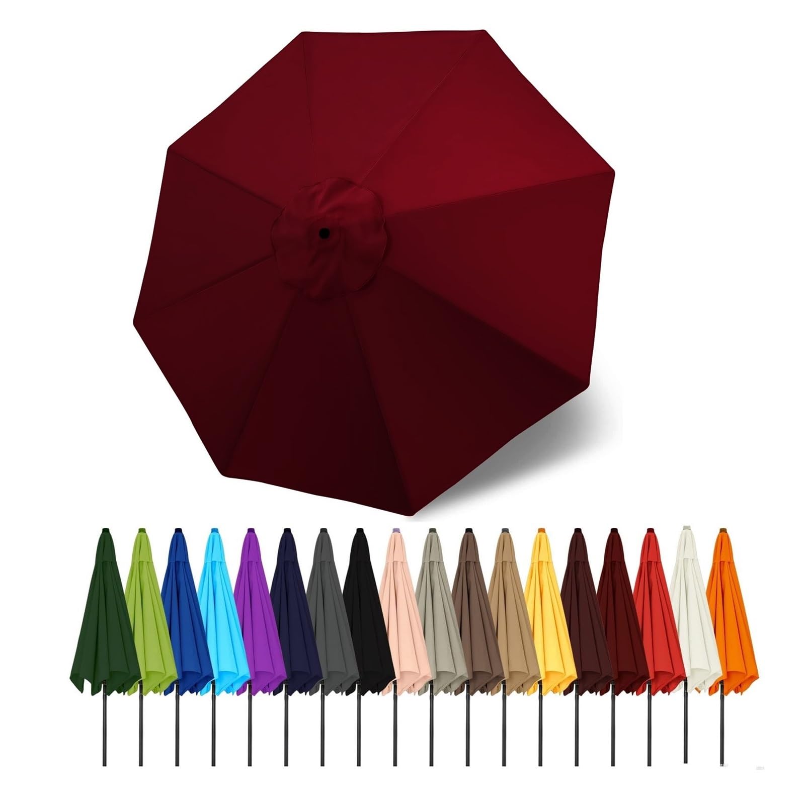 Duchunsheng Replacement Canopies Parasols 6 Rib/8 Arms Blue Gray Green White Umbrella Canopy 2 2.5 2.7 3 4M Waterproof Anti-UV Sun Umbrella Parasol Cover Outdoor Patio Garden(Maroon,2.3m - 6Ribs)