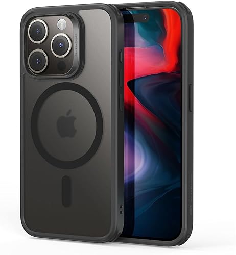 Vista 878 de ESR Funda para iPhone 15 Pro Max, compatible con MagSafe, de grado militar, negro transparente