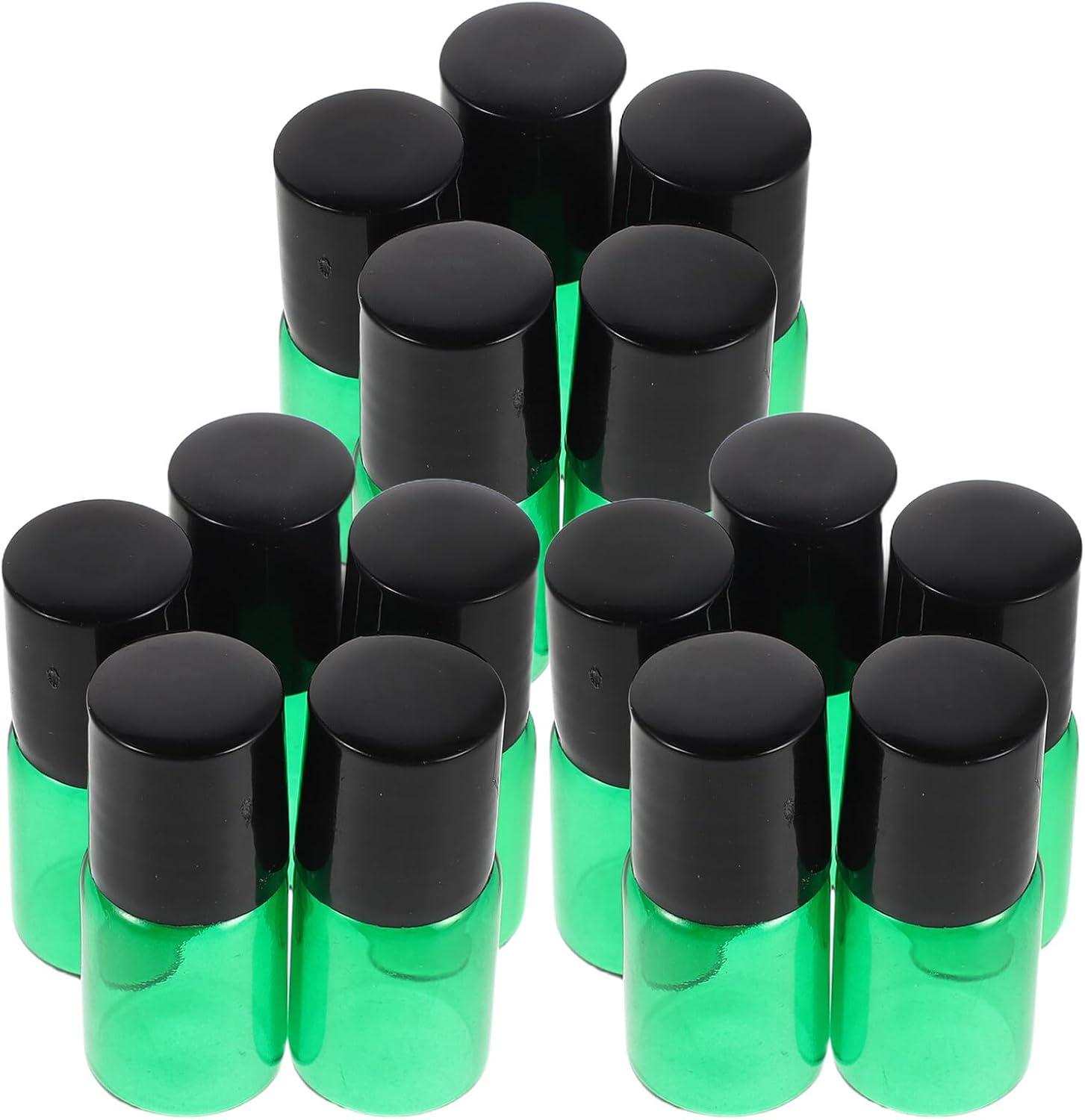 15pcs 2ml Green Glass Essential Oil Roll-on Bottles Refillable Leakproof Multi-purpose Roller Bottles for Travel Perfume Aromatherapy Body Oil