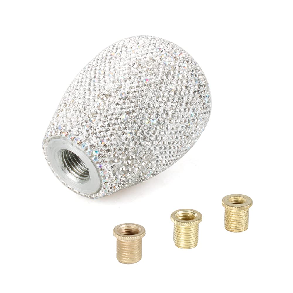 muge racing Bling Crystal Car Gear Shift Knob, Auto Interior AccessoriesGear Lever Shift Knob with 3 Adapters Universal for Most Vehicles(Oval)