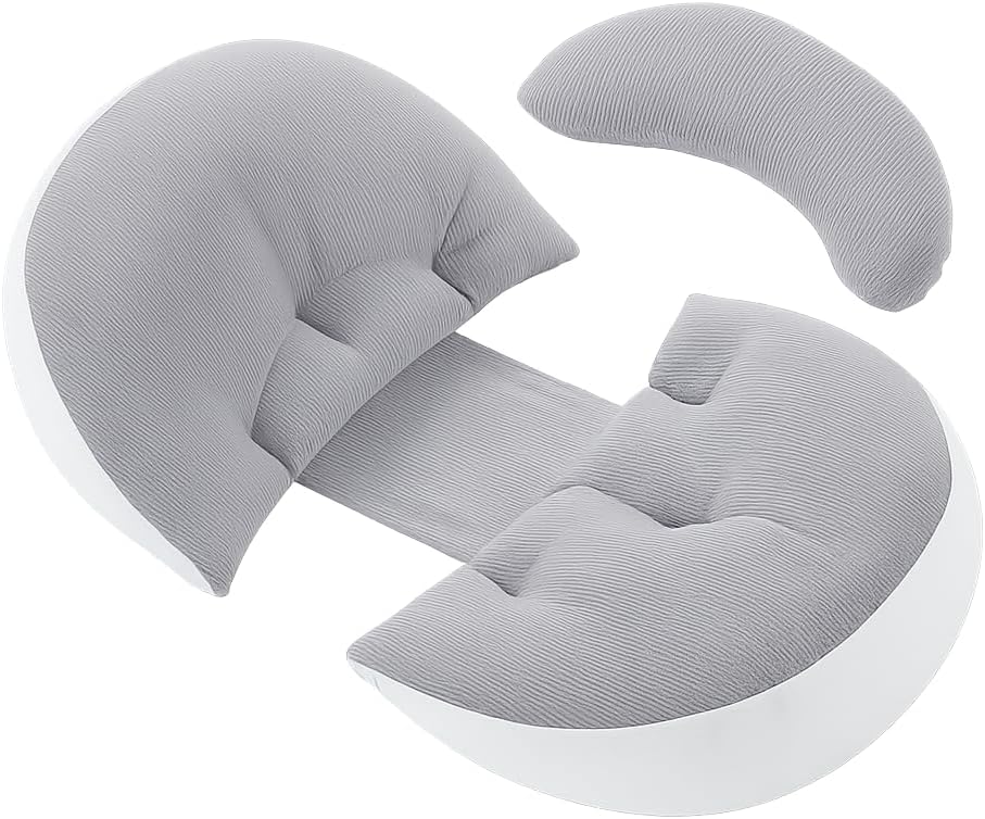 PandaEar Pregnancy Pillow Wedge for Sleeping, Maternity Body Support | Pregnancy Wedge Pillow for Body, Back, Belly & Side Sleeping Support, Soft Silk Cotton Cushion for Pregnant Women, Grey