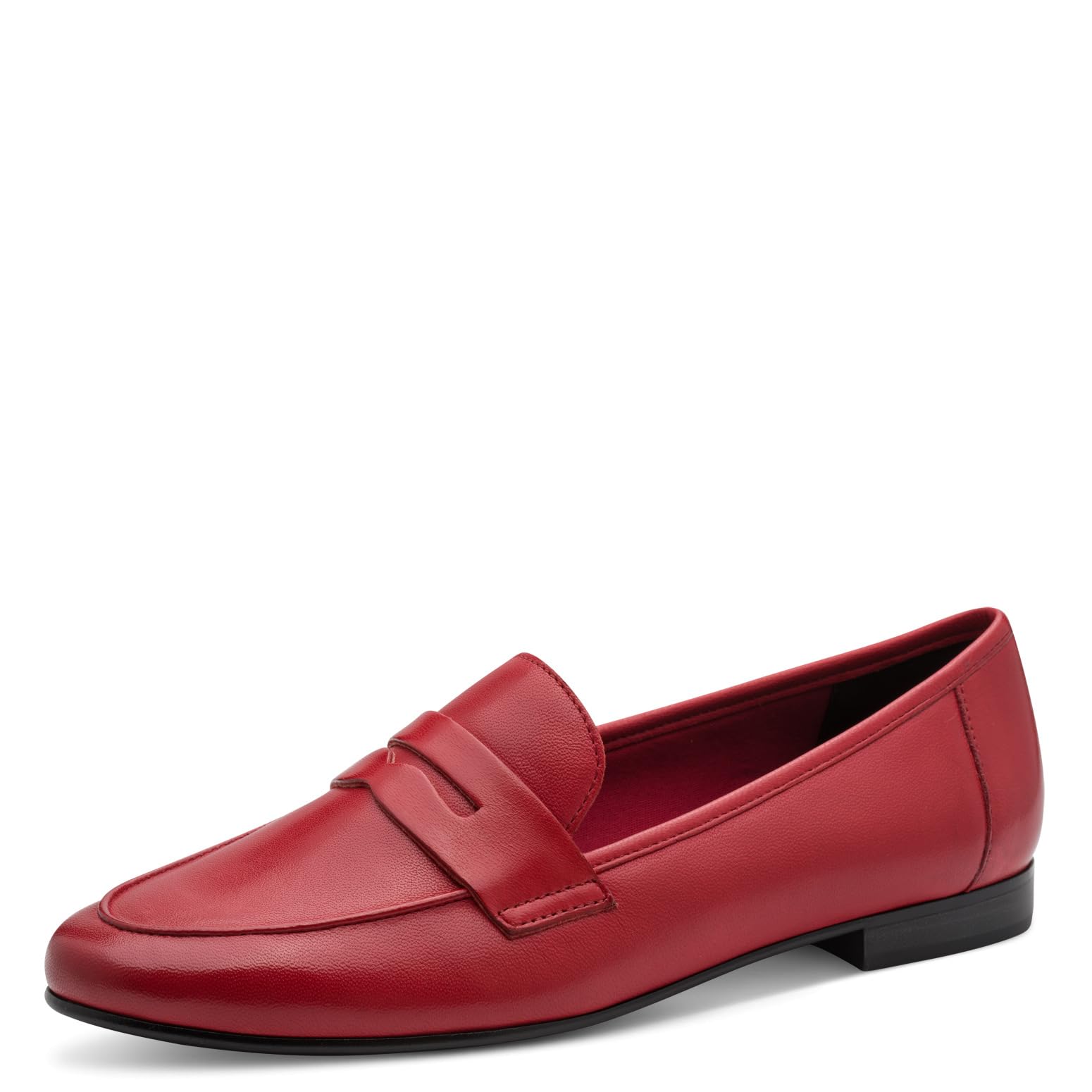 MARCO TOZZI Women's Loafers Soft Feel Me Footbed Leather Soft Lining Comfortable, red (RED), 8.5 UK