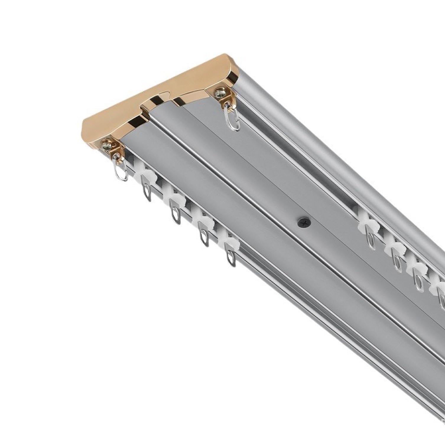 Aluminiowa szyna sufitowa z podwójną zasłoną, wytrzymała szyna sufitowa do salonu, łazienki, sypialni, zestaw działowy z białym wykończeniem, 140 cm
