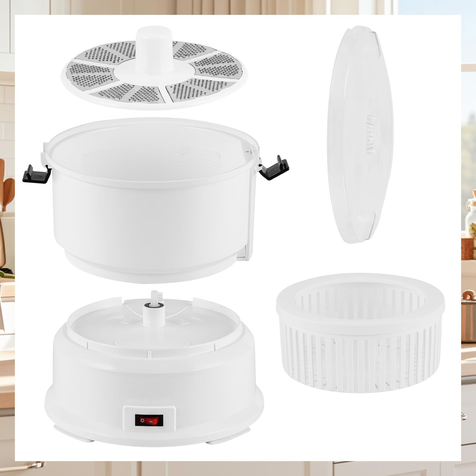 Pelapatate Elettrico, Rumbler Per Patate Elettrico Da 85 W Con Contenitore E Blocco Di Sicurezza Rotante Per Pelare Patate E Centrifugare Le Verdure Per Rimuovere L'acqua In Eccesso