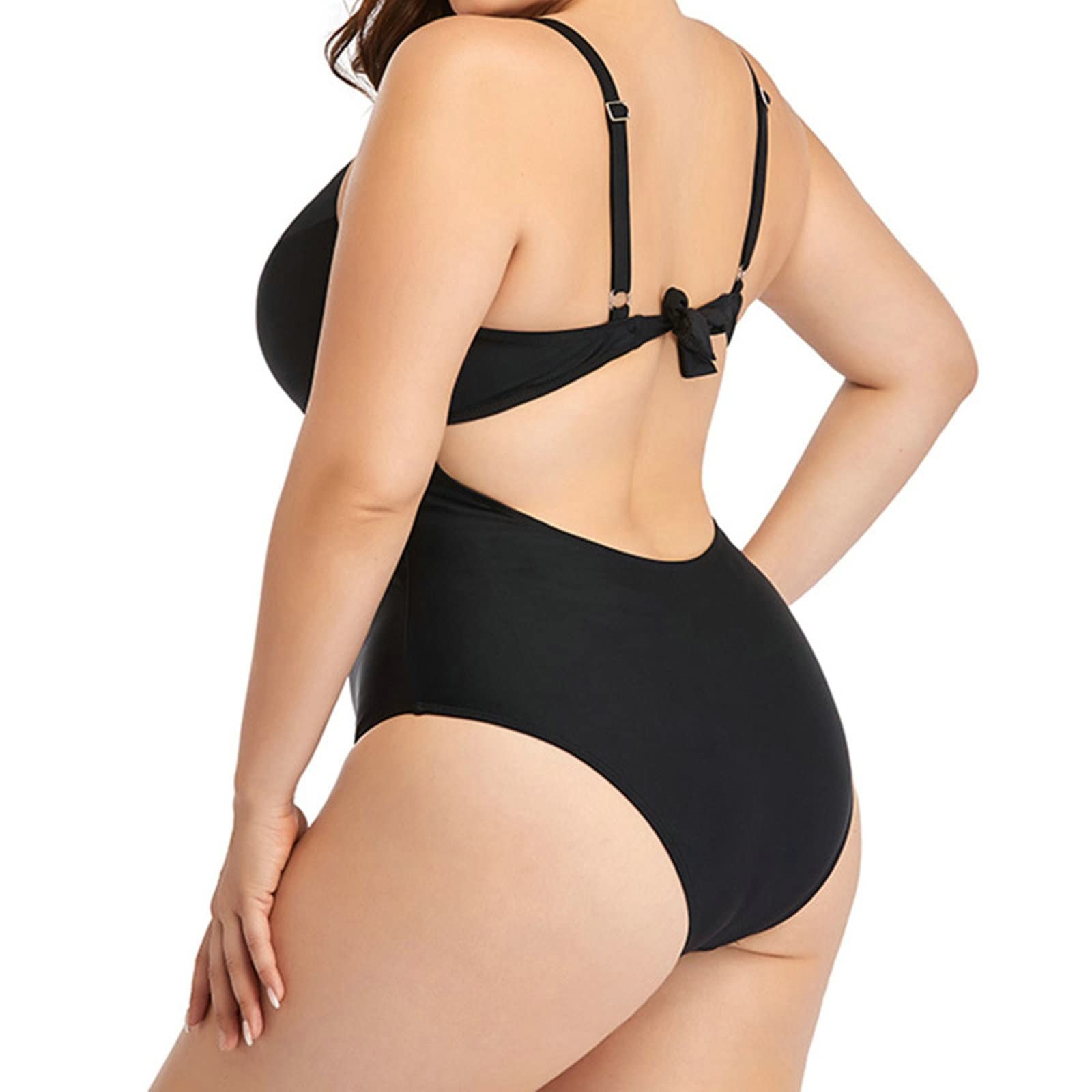 Sukienka pływacka plus size, czarna, śliczny jednoczęściowy strój kąpielowy dla kobiet z Guaze na imprezę na plaży, na zewnątrz, rozmiar L-5XL, Czarny, XL-XXL duże rozmiary