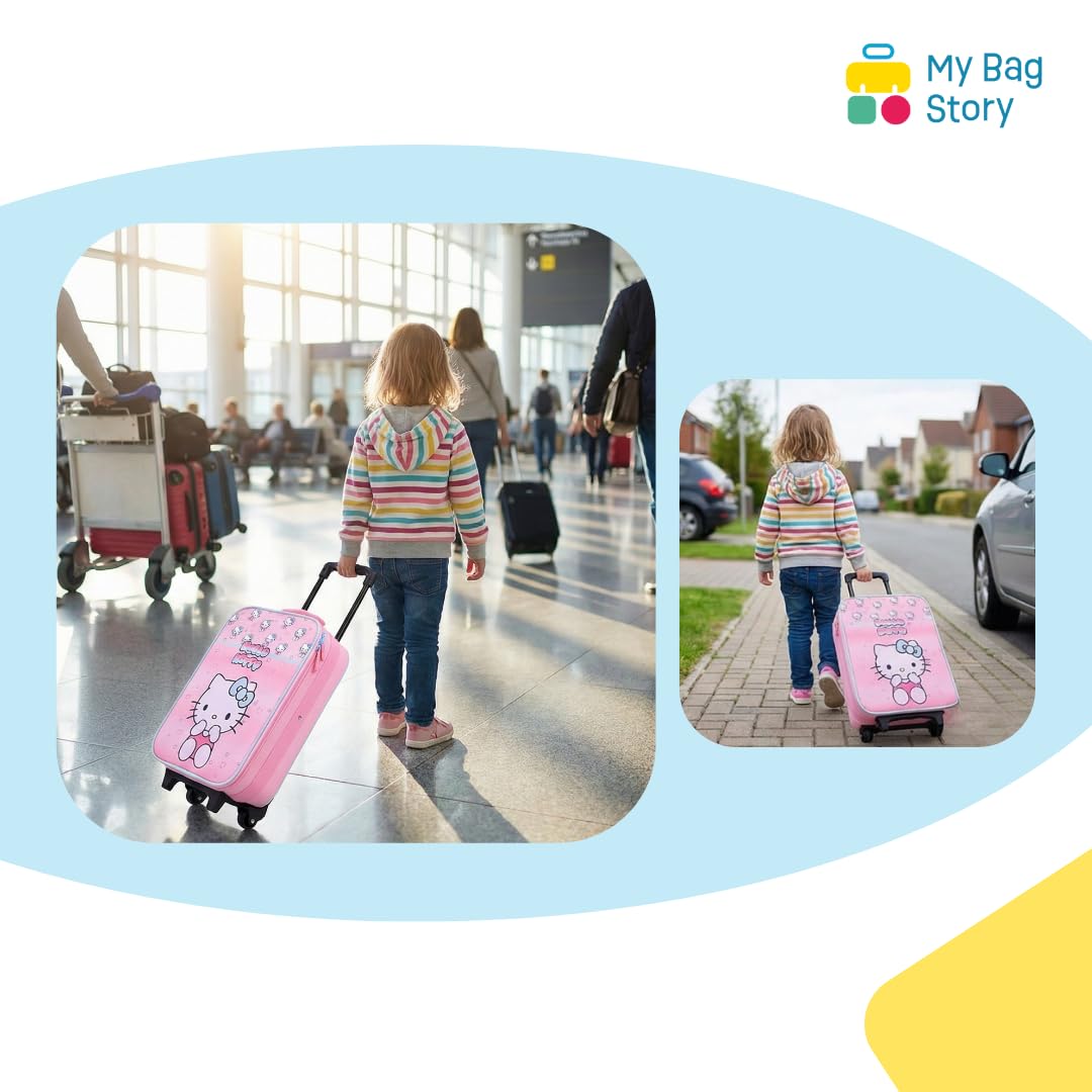 mybagstory - Valigia Hello Kitty – Valigia Trolley Bambino 42 cm – Bagaglio Cabina leggero con ruote – Rosa