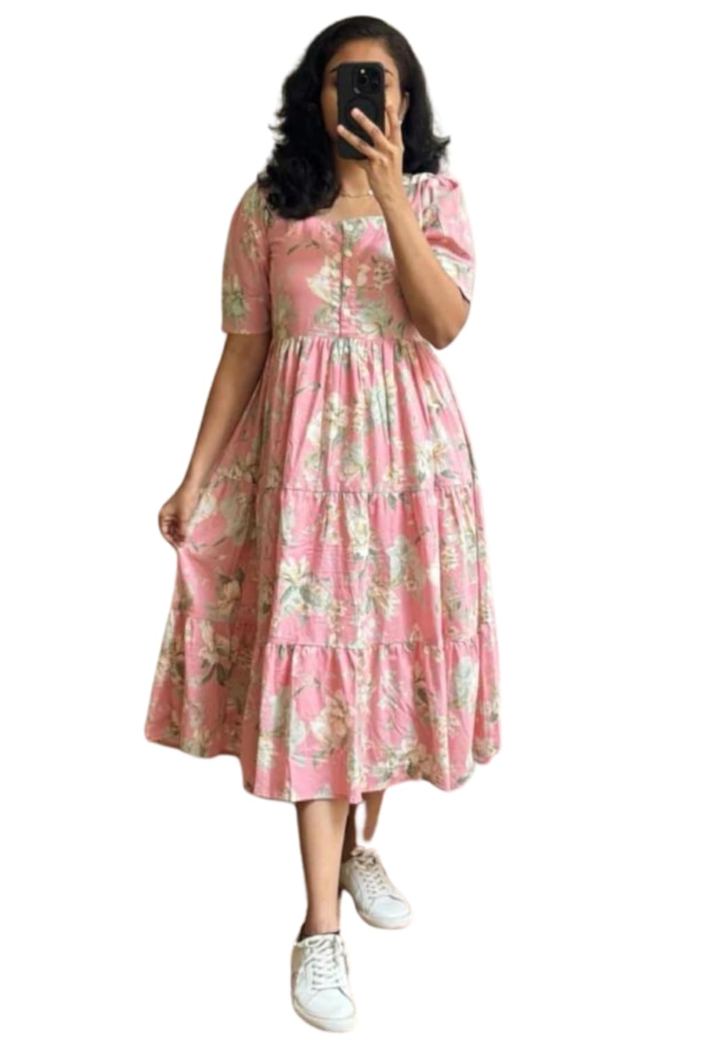 Avayayat Women Rayon Regular Fit Knee Length Printed Straight Kurti | Kurtas | Kurta | Round Neck Full Sleeves Short Kurti Pink