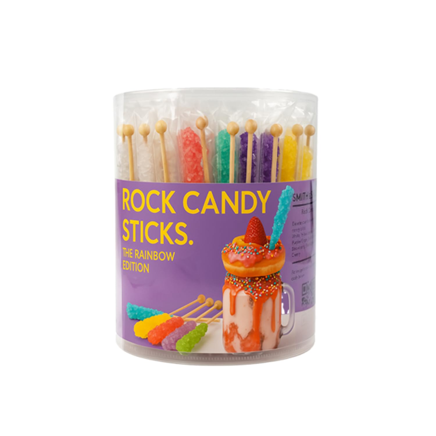 Rock Candy Sticks, Colorido Azúcar Cristal en Palillo, Set para Bebidas y Decoración, 8 Sabores 48 x14 g