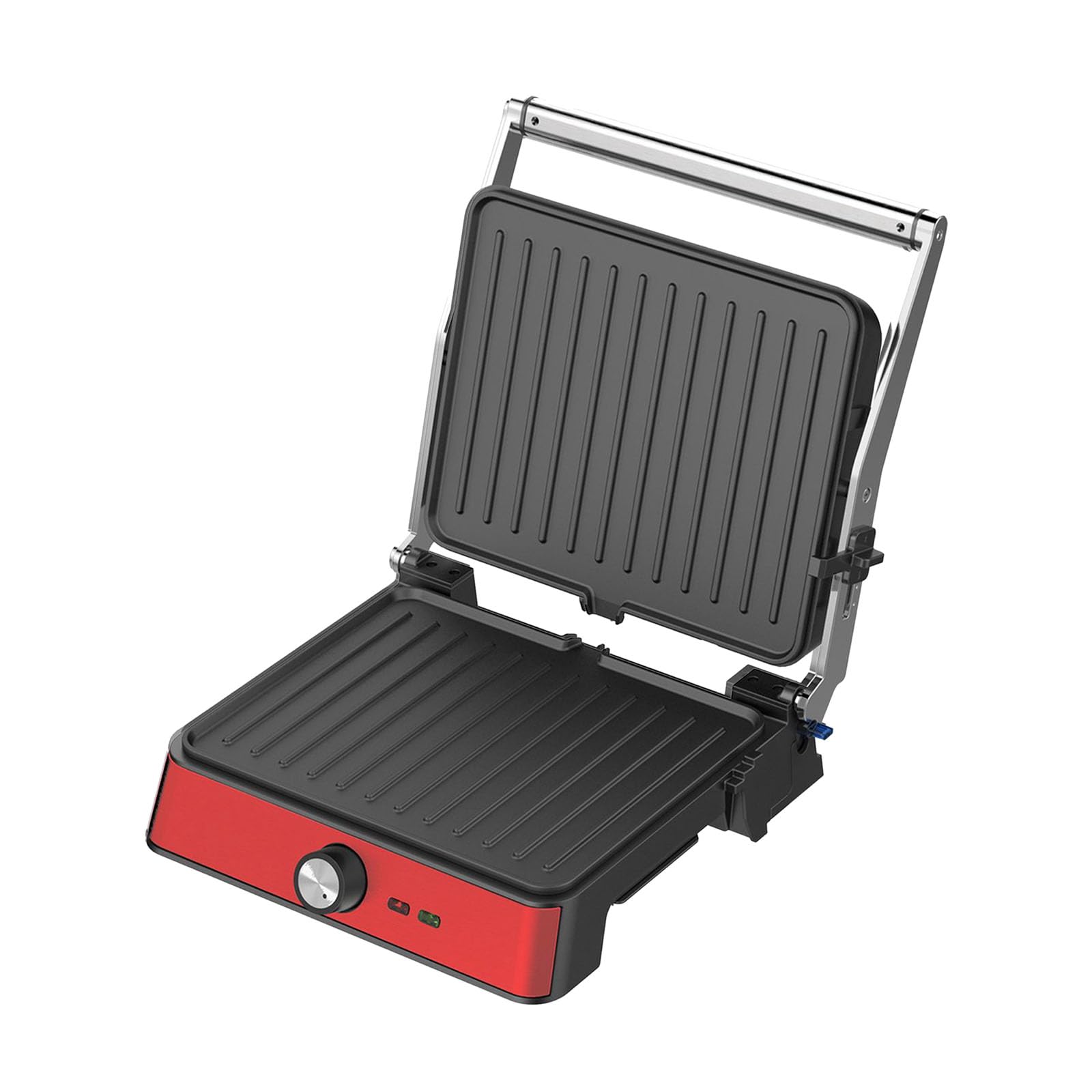 Westinghouse Grill kontaktowy w stylu retro – 29 x 24 cm – 180° do dwustronnego grillowania – 2200 W – toster – regulowana regulacja temperatury – grill panini – żelazo toster – czerwony