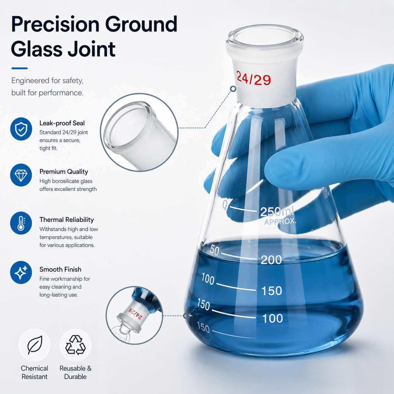 G3 Buchner Kit de filtración de embudo Aparato de destilación de filtración de vacío de laboratorio con embudo de filtración de núcleo de arena y matraz Erlenmeyer y tubo de goma (500ml)