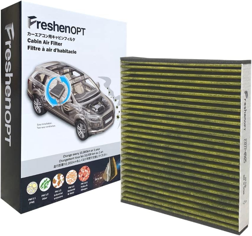 FreshenOPT (F-1144C) Premium Cabin Air Filter, Effective Filtration with Optimized Airflow, Fit for Nissan Titan, Infiniti Q50, Chrysler Town & Country, Dodge Caravan [27277-4HH0A] (1)