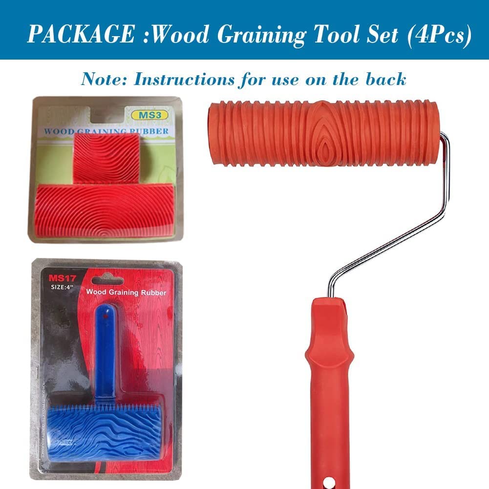 Rubberen hout ing gereedschap handheld houten textuurpatroon roller