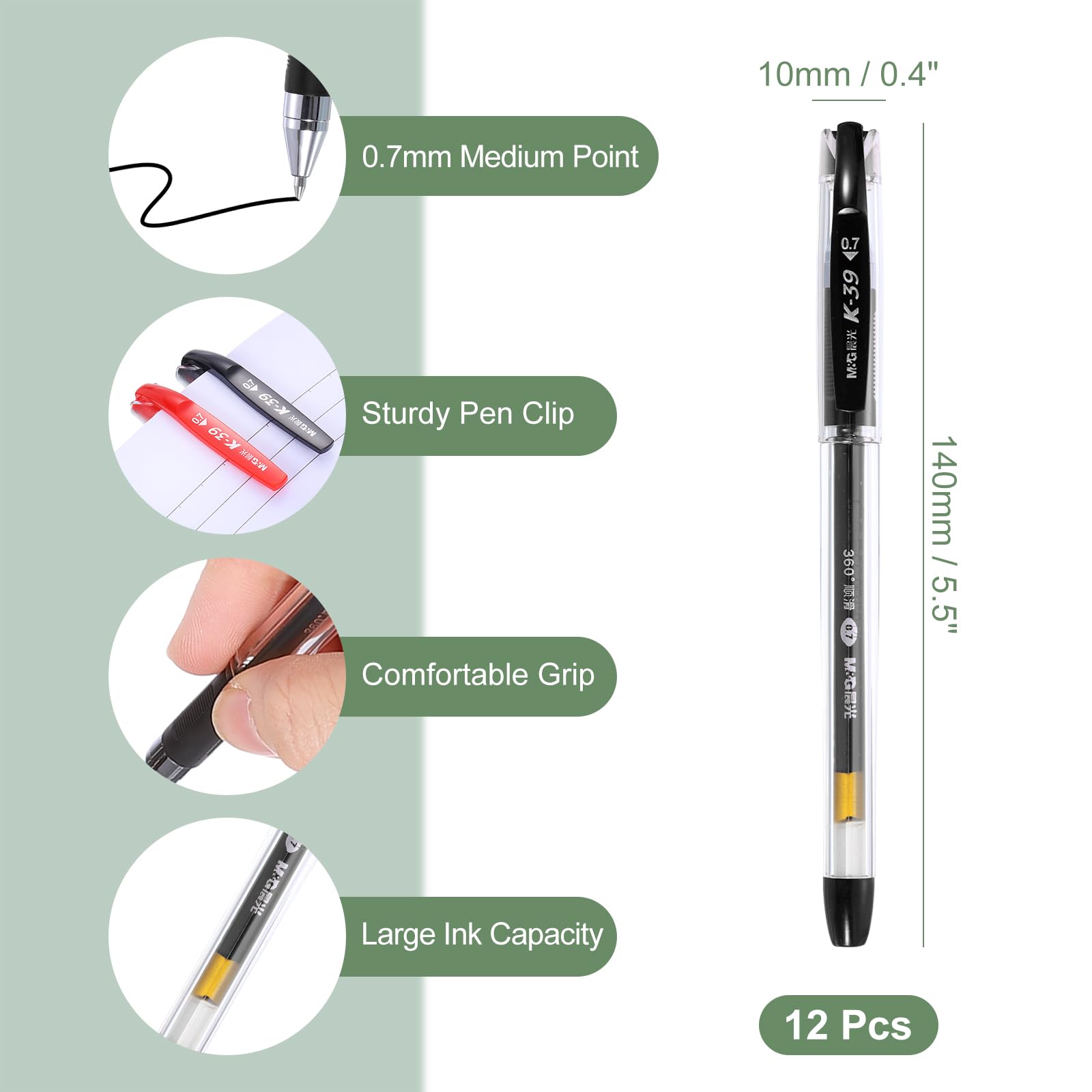 M&G Gel Pen Medium Point 0.7mm - Image 2