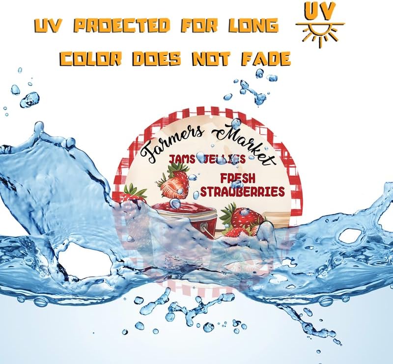 Miniatura 4 de Generic Jams Jellies Fresh Strawberries - Letrero redondo de aluminio con diseño de fresas vintage, adecuado para el hogar, cocina, cafetería,