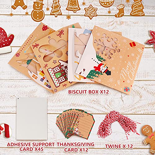 image for AerWo 12 Pack Christmas Cookie Boxes, Kraft Paper Christmas Cookie Gif
