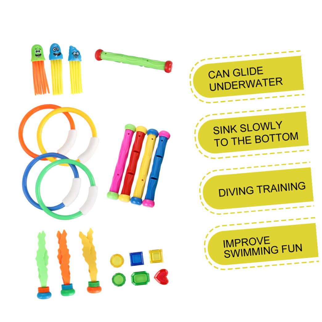 Abaodam 21pièces Bâtons De Plongée pour Garçon Fille Anneaux De Plongée Bâtons Et Anneaux Jouet De Natation pour Débutants Piscine