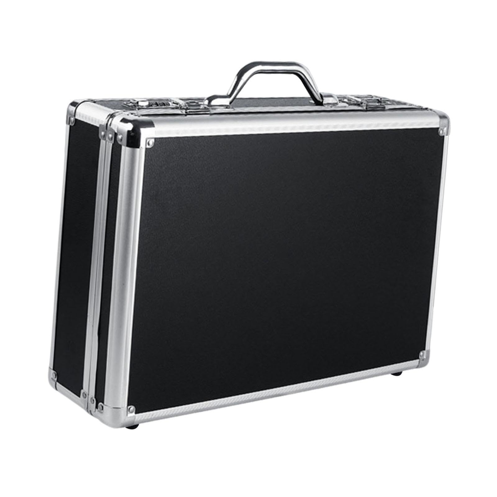 Boîte de Transport Conteneur Coffret Mallette Valise avec Serrure En Aluminium Alliage avec Intérieur Flexible Résistant Adapté pour Entreposage, Serrure à Combinaison, L and Black