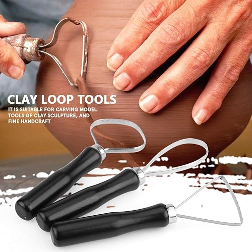 Miniatura 3 de Hilitand Herramienta de cerámica grande del lazo de cerámica de las herramientas de escultura de la arcilla de 3pcs con el alambre plano de acero