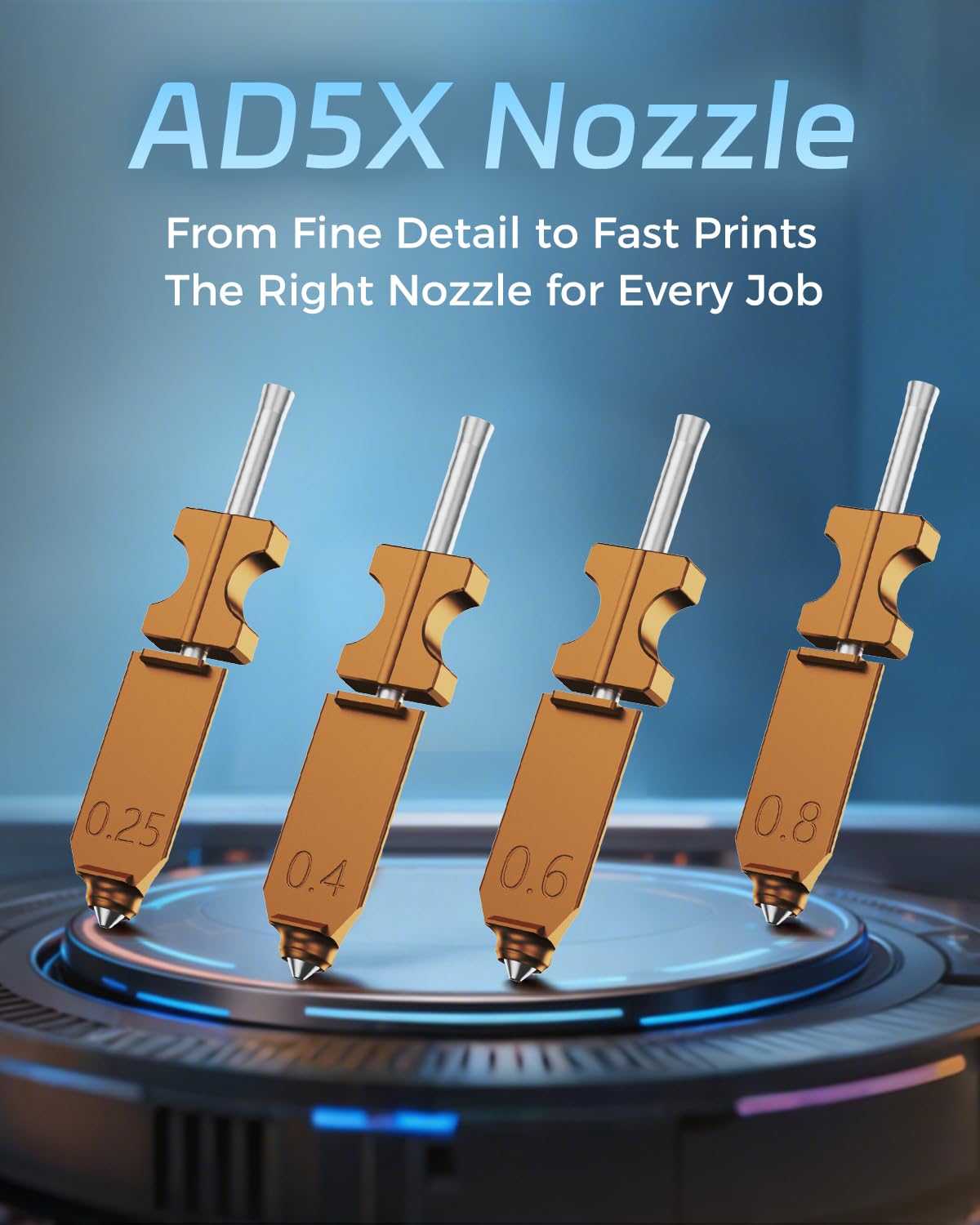 FLASHFORGE AD5X 3D Printer Hardened Nozzle, High Flow 32mm³/s Hotend Kit, High-Speed 3D Printer Part (All Sizes Bundle)
