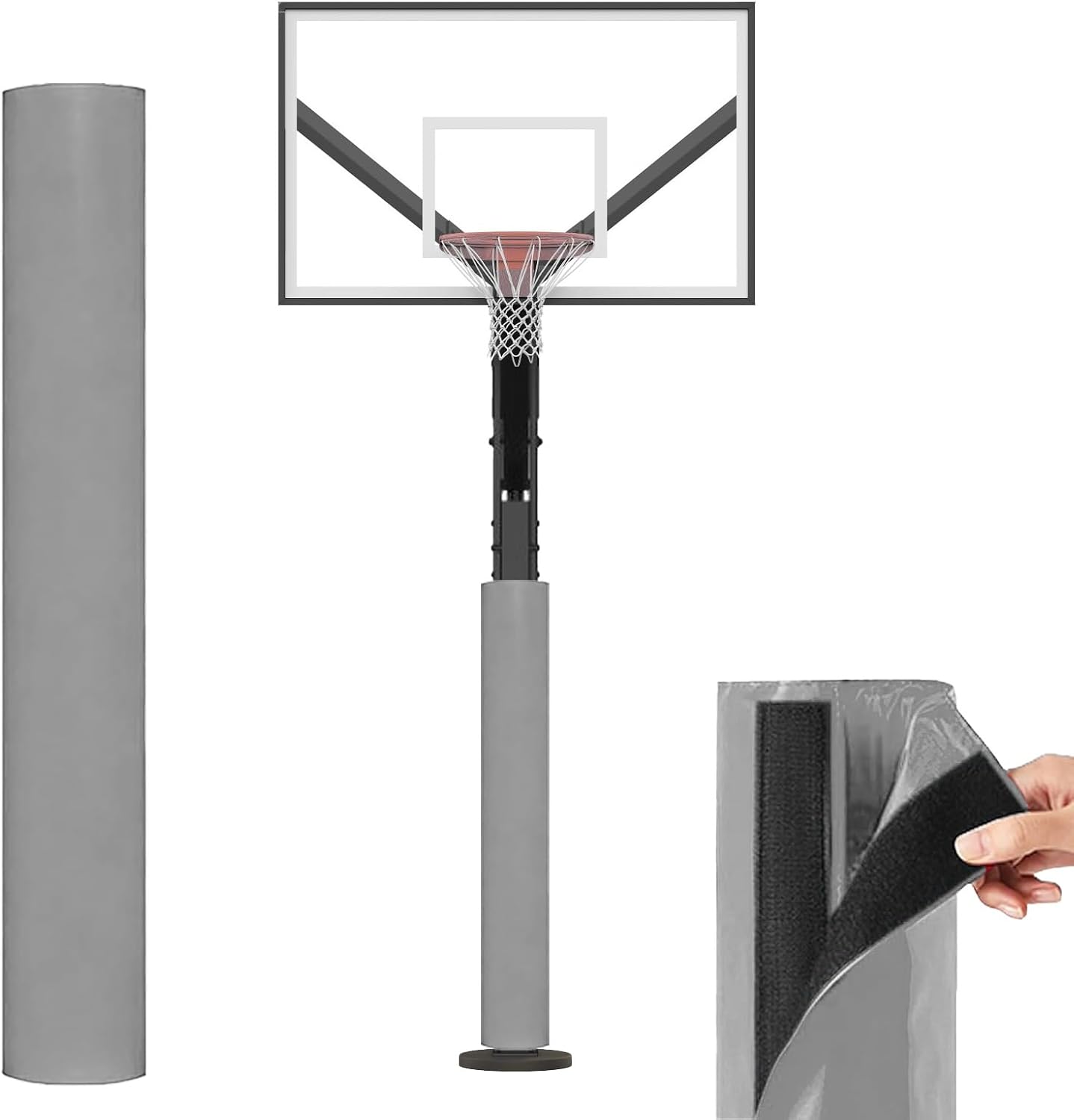 71" Round Basketball Pole Padding, 0.8" Thick Wrap Around Pole Pad, Basketball Pole Paddings Weather Resistant Waterproof Garage Pad for Player Protection and Safety