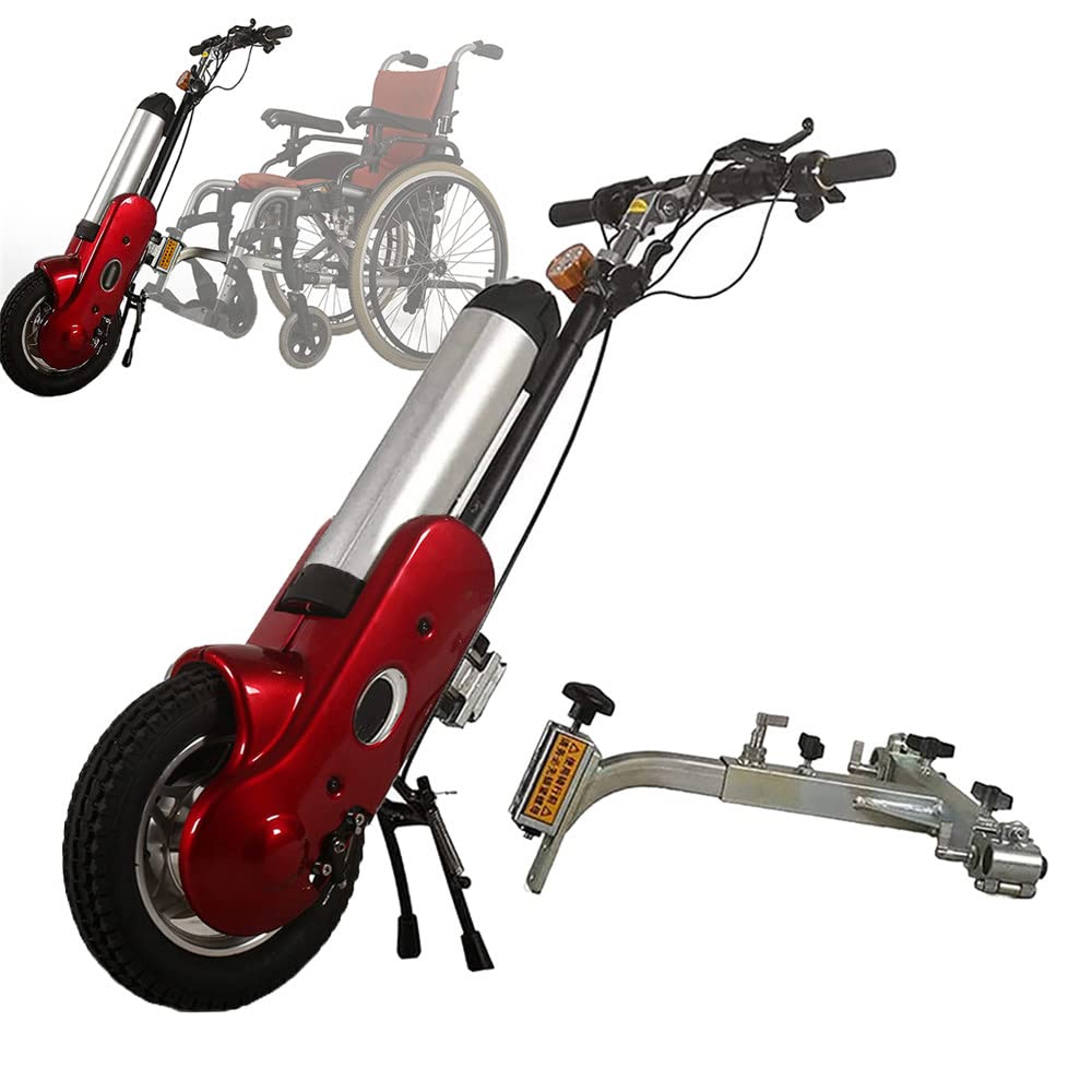 SATSAT12Inch Wheelchair Pull Device, 400W Handcycle Front Drive Accessories, Electric Wheelchair Conversion Kit With Front Light, 36V 15 Ah Battery, 30 km/h Max, Cruising Range: 35km,RedA